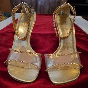 Party shoes!  Gold w/bling and clear/acrylic heel